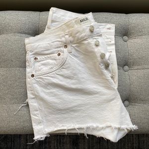AGOLDE white denim shorts